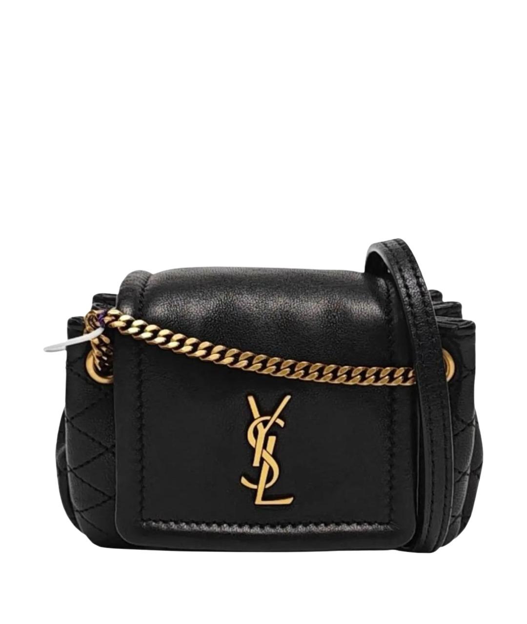 SAINT LAURENT Черная кожаная сумка через плечо, фото 1