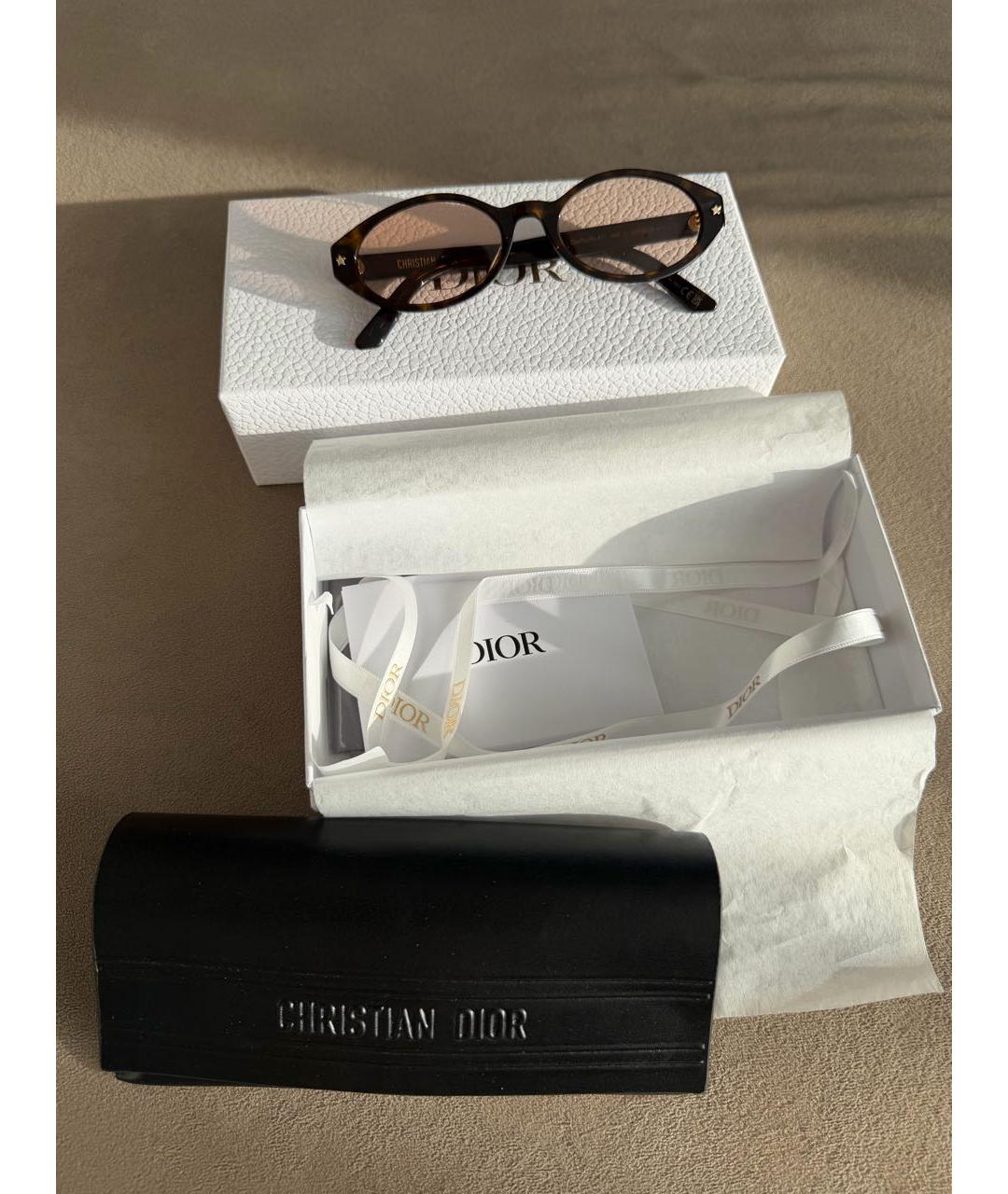 CHRISTIAN DIOR Коричневые пластиковые солнцезащитные очки, фото 4