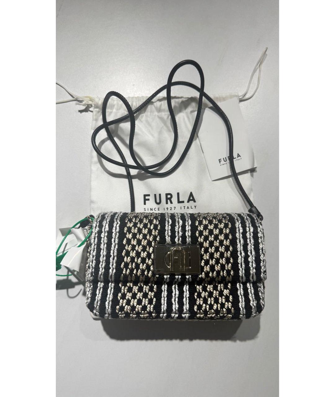FURLA Черная тканевая сумка через плечо, фото 9