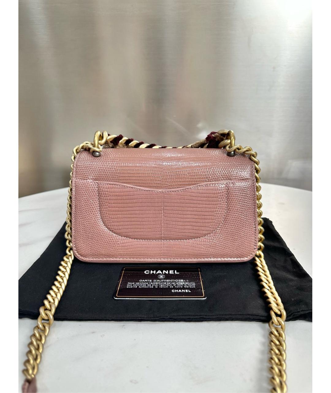 CHANEL Розовая сумка через плечо из экзотической кожи, фото 3