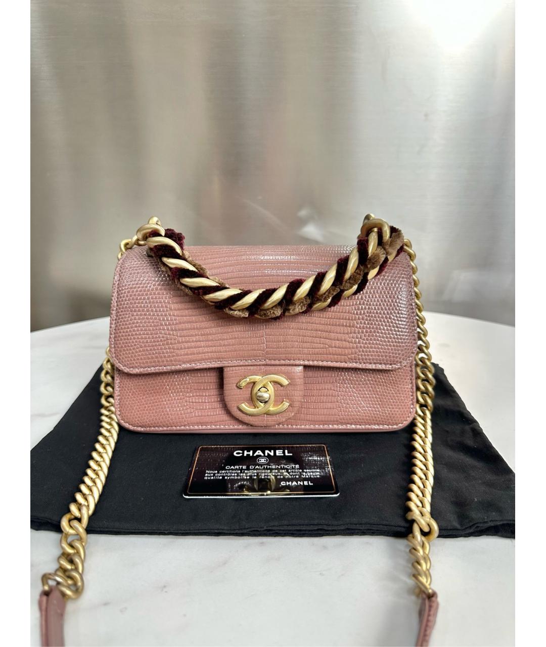 CHANEL Розовая сумка через плечо из экзотической кожи, фото 4