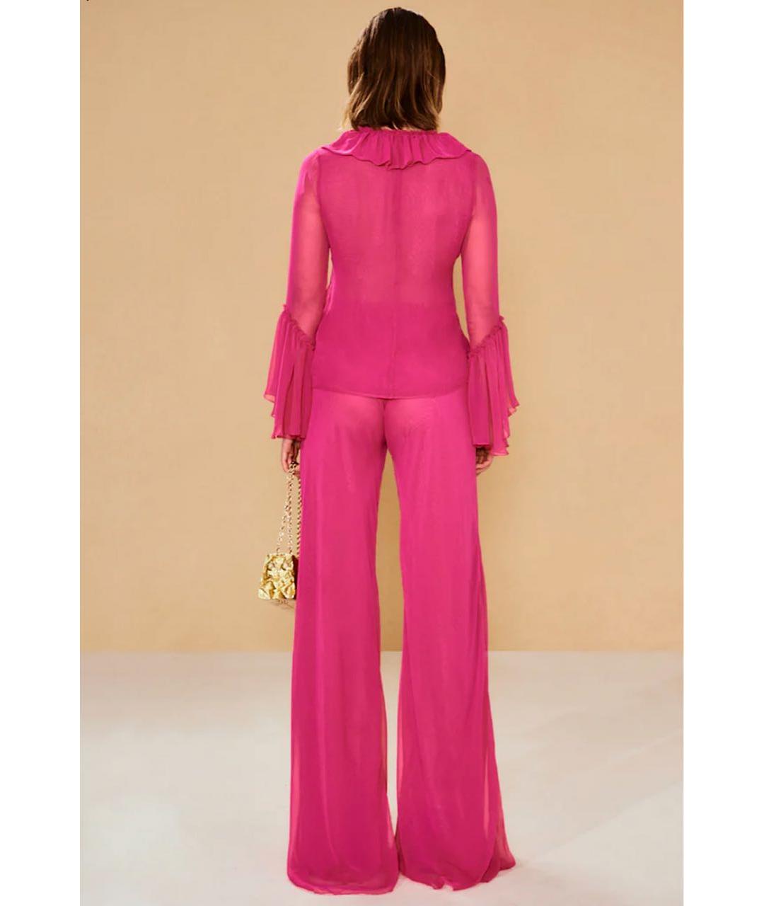 CULT GAIA Розовые полиэстеровые брюки широкие, фото 3