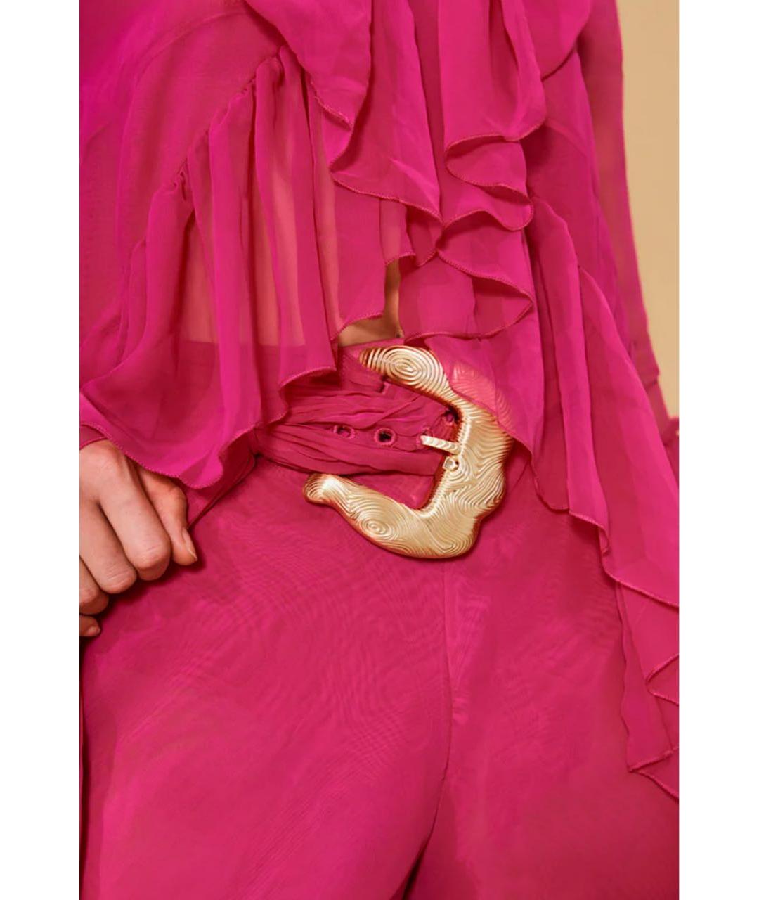 CULT GAIA Розовые полиэстеровые брюки широкие, фото 4