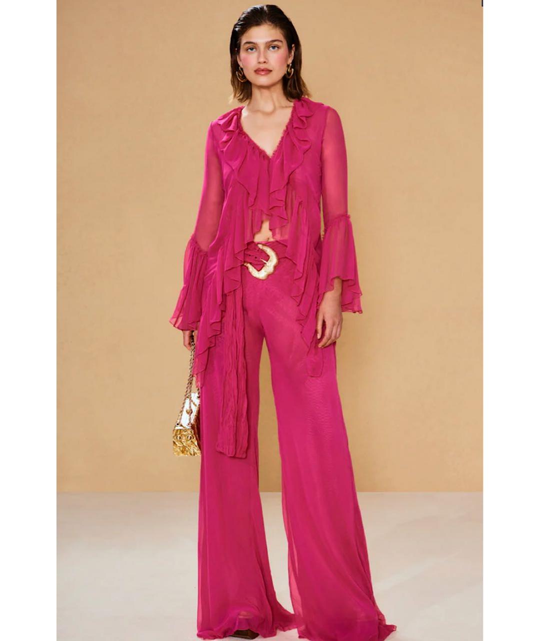 CULT GAIA Розовые полиэстеровые брюки широкие, фото 2