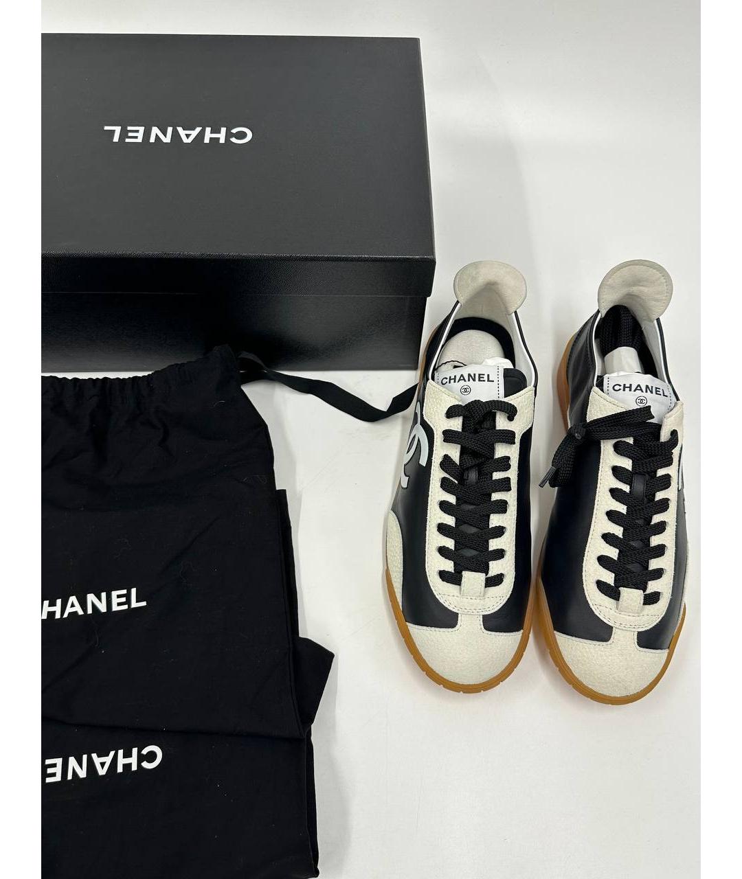 CHANEL Черные кожаные кеды, фото 2