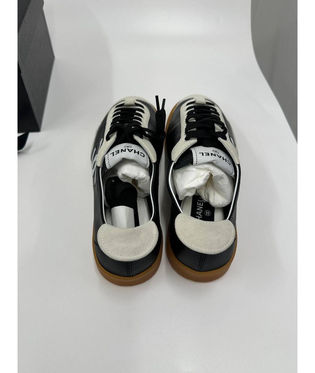 CHANEL Черные кожаные кеды, фото 4