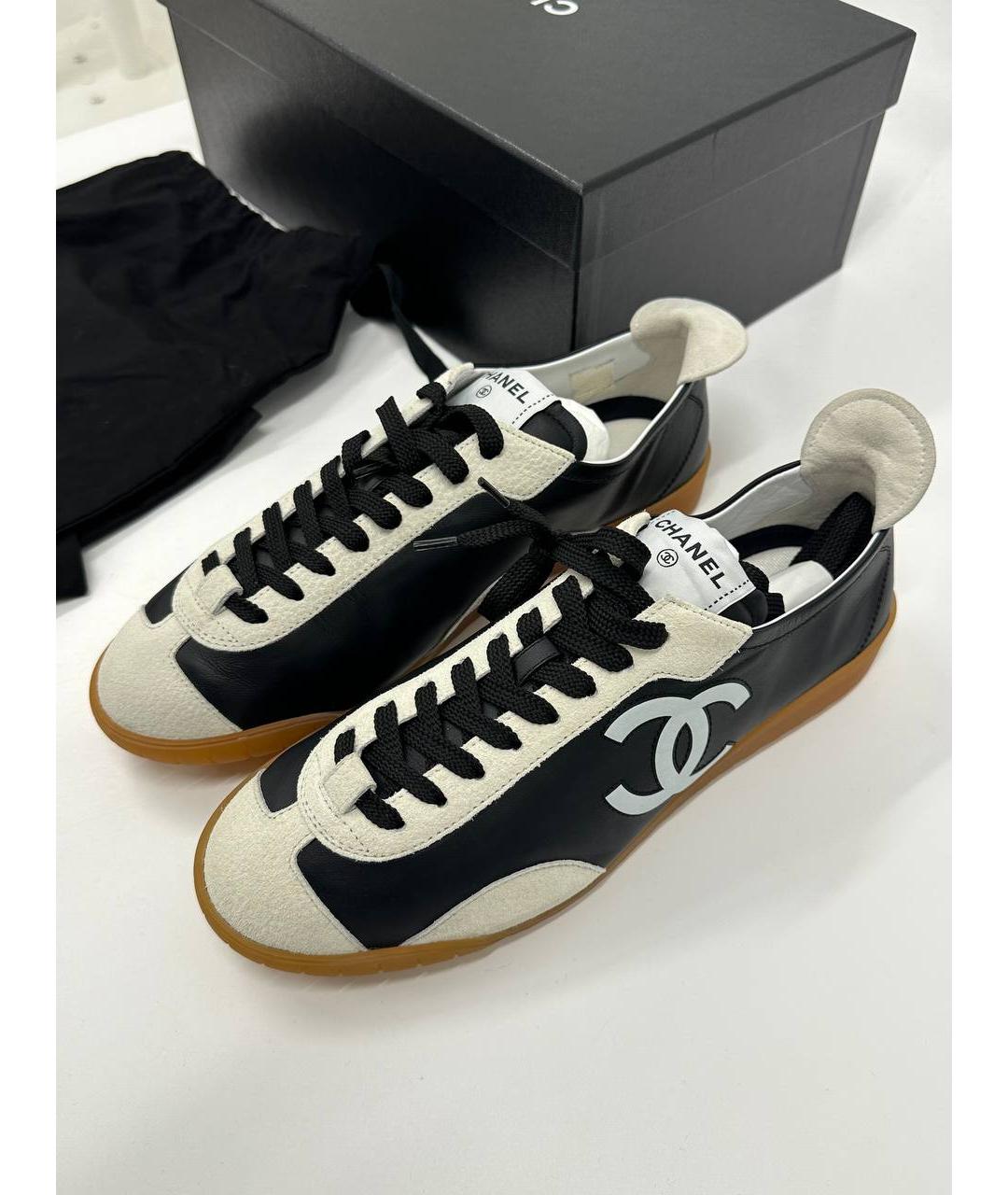 CHANEL Черные кожаные кеды, фото 3