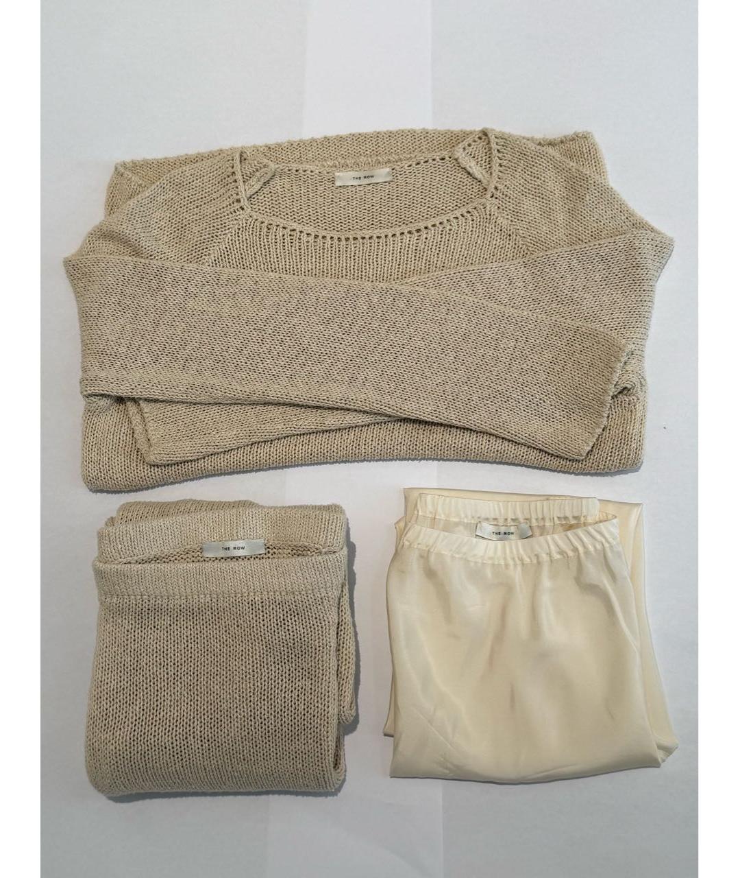 THE ROW Бежевый шелковый костюм с брюками, фото 9