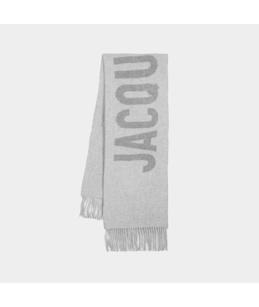 JACQUEMUS Серый шерстяной шарф, фото 5