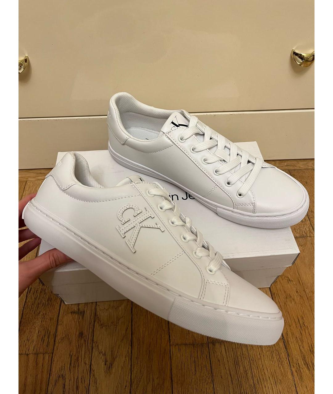 CALVIN KLEIN Белые низкие кроссовки / кеды из искусственной кожи, фото 4