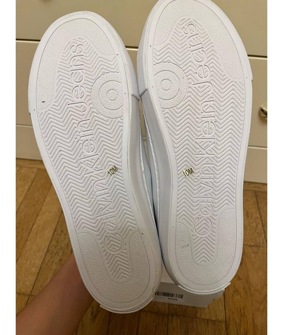 CALVIN KLEIN Белые низкие кроссовки / кеды из искусственной кожи, фото 7