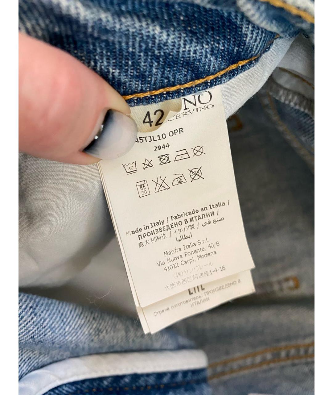 ERMANNO SCERVINO Голубые хлопковые прямые джинсы, фото 5