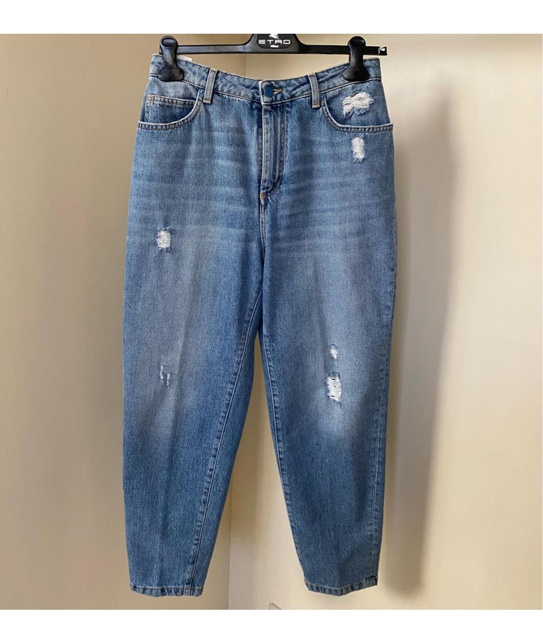 ERMANNO SCERVINO Голубые хлопковые прямые джинсы, фото 9