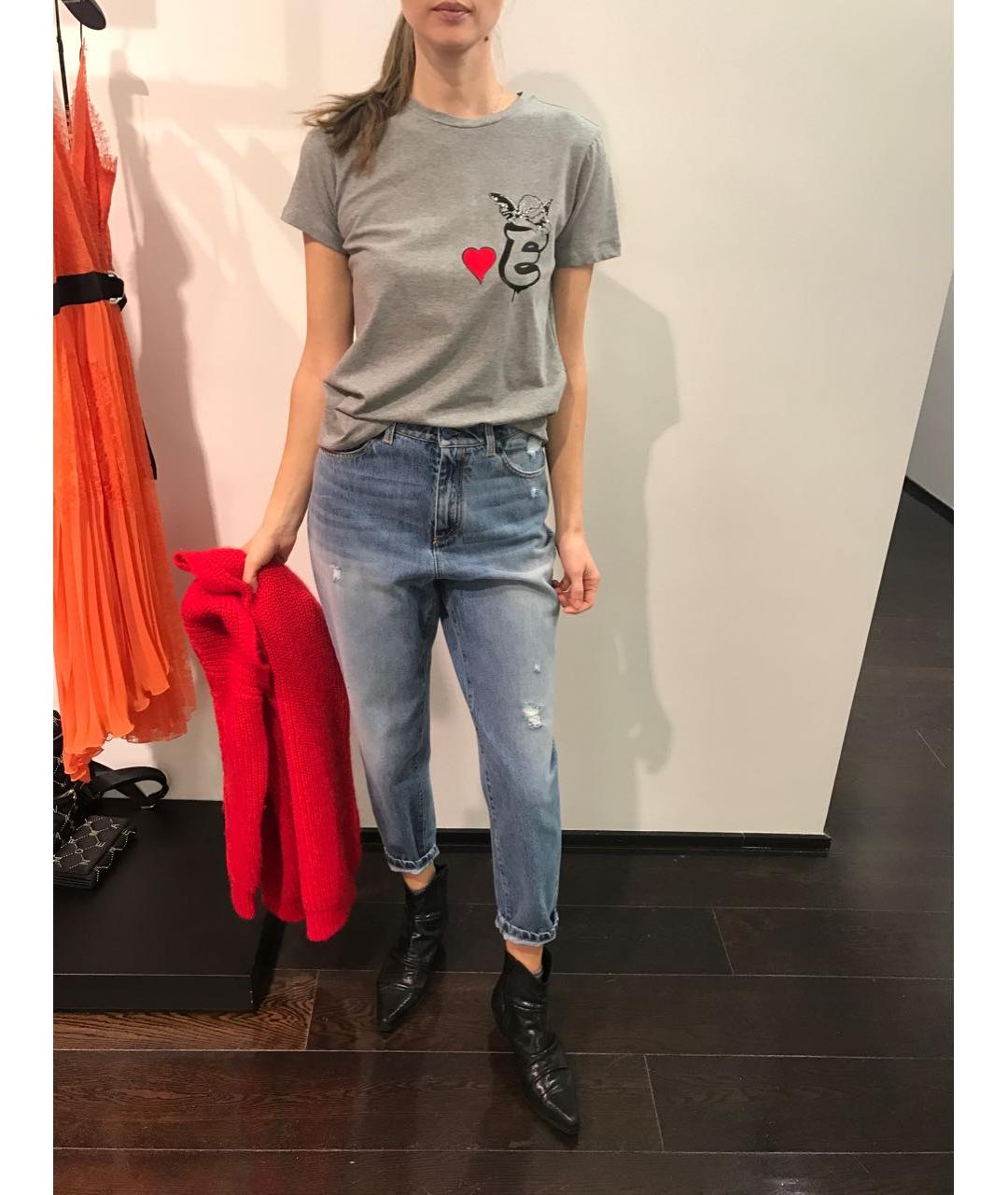 ERMANNO SCERVINO Голубые хлопковые прямые джинсы, фото 2