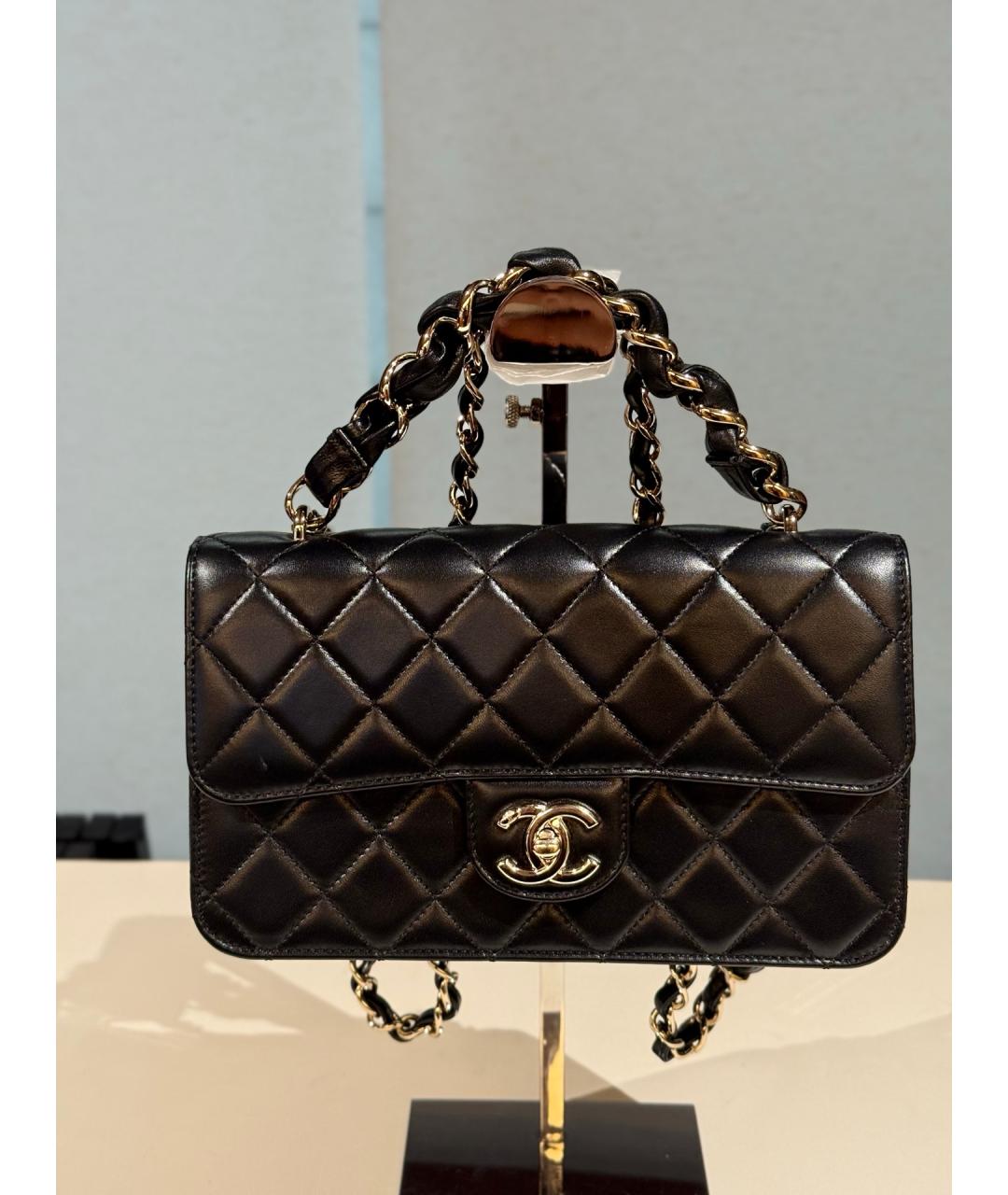 CHANEL Черная кожаная сумка через плечо, фото 10