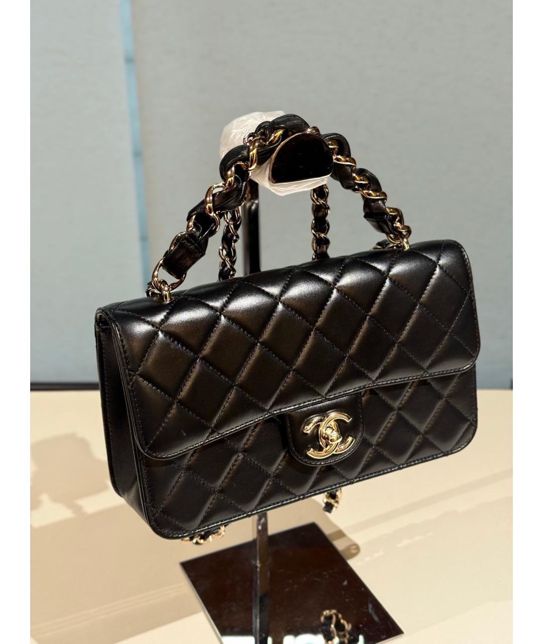 CHANEL Черная кожаная сумка через плечо, фото 5