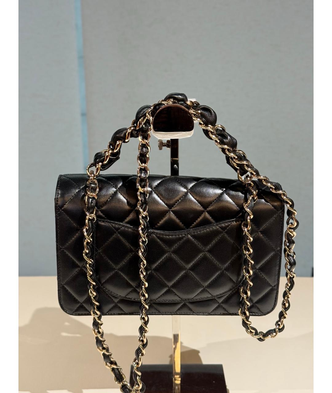 CHANEL Черная кожаная сумка через плечо, фото 7