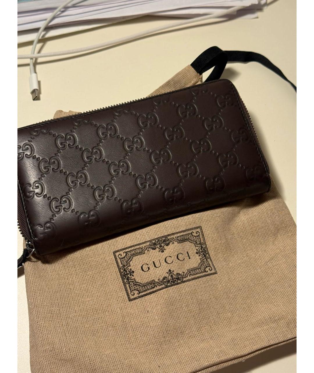 GUCCI Коричневый кожаный кошелек, фото 2