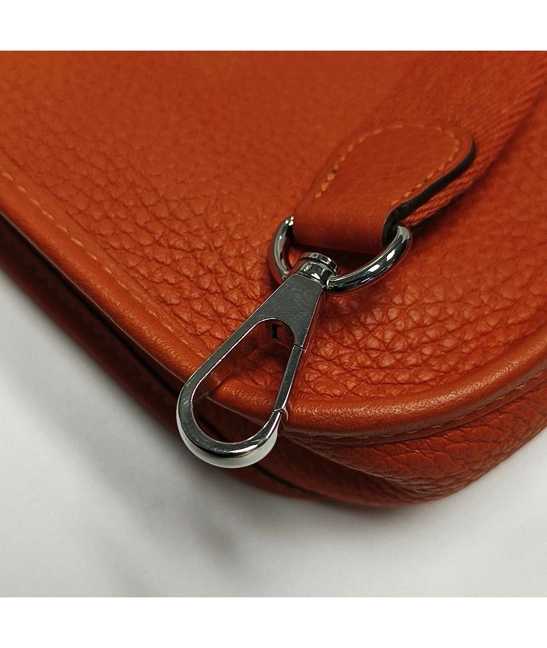 HERMES Оранжевая кожаная сумка через плечо, фото 7