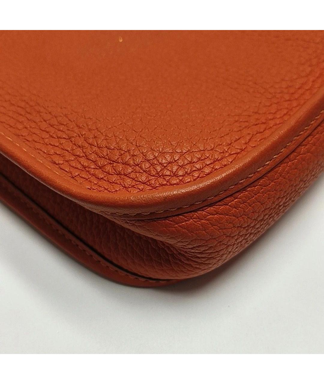 HERMES Оранжевая кожаная сумка через плечо, фото 5