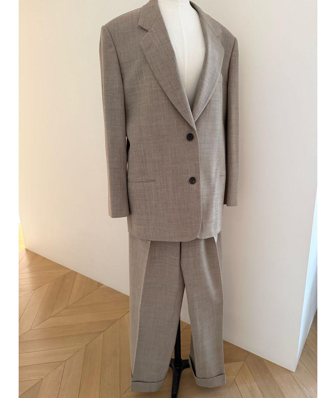 THE ROW Бежевый шерстяной костюм с брюками, фото 9