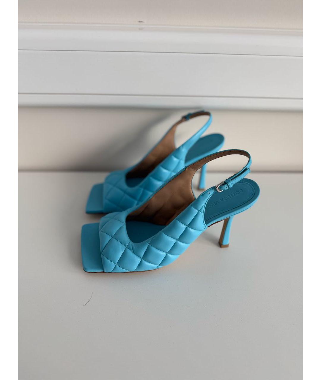 BOTTEGA VENETA Голубые кожаные босоножки, фото 5