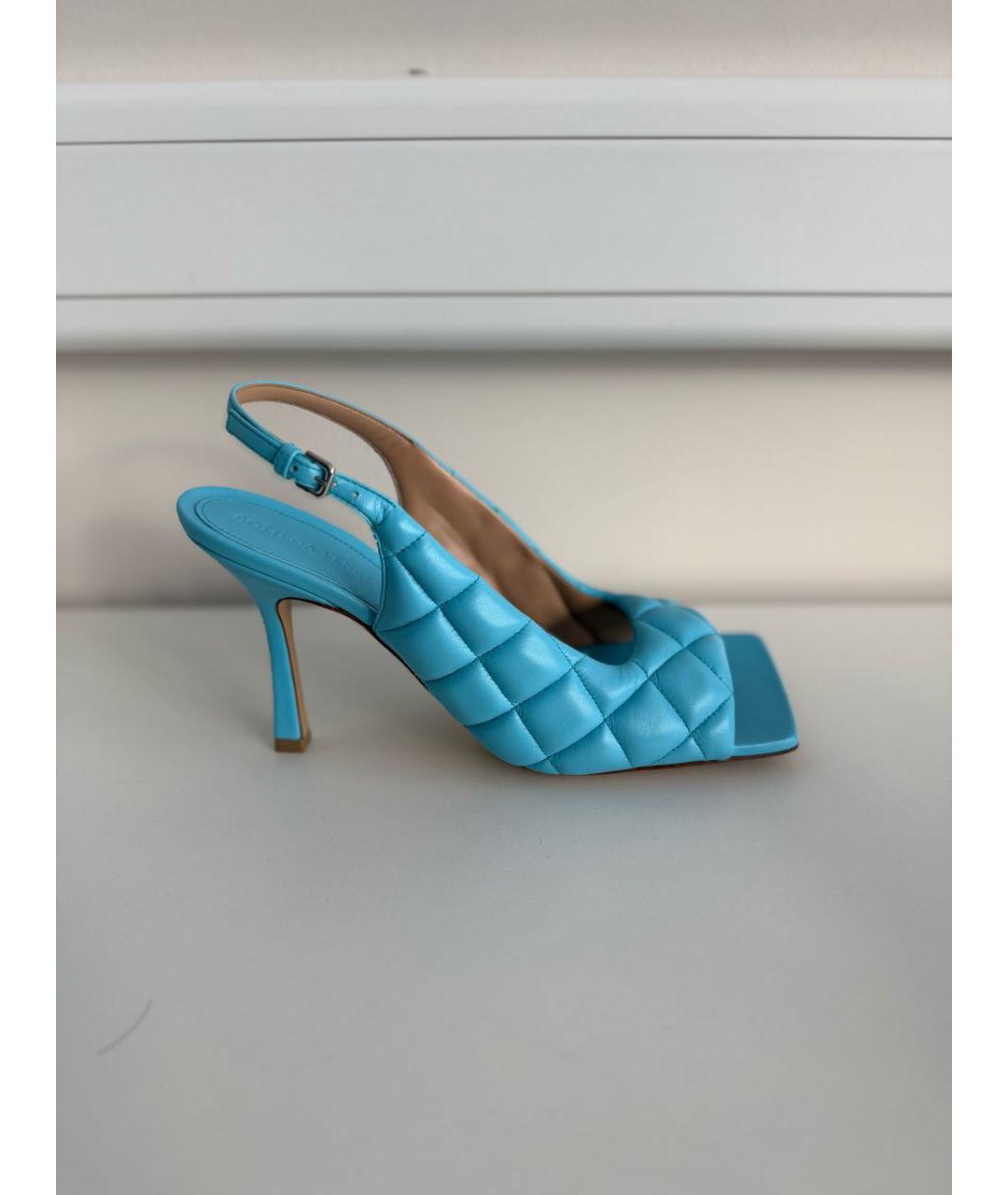 BOTTEGA VENETA Голубые кожаные босоножки, фото 9