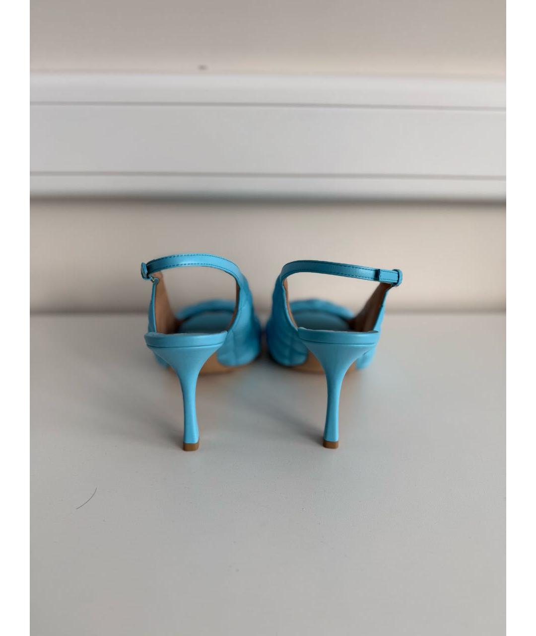 BOTTEGA VENETA Голубые кожаные босоножки, фото 4