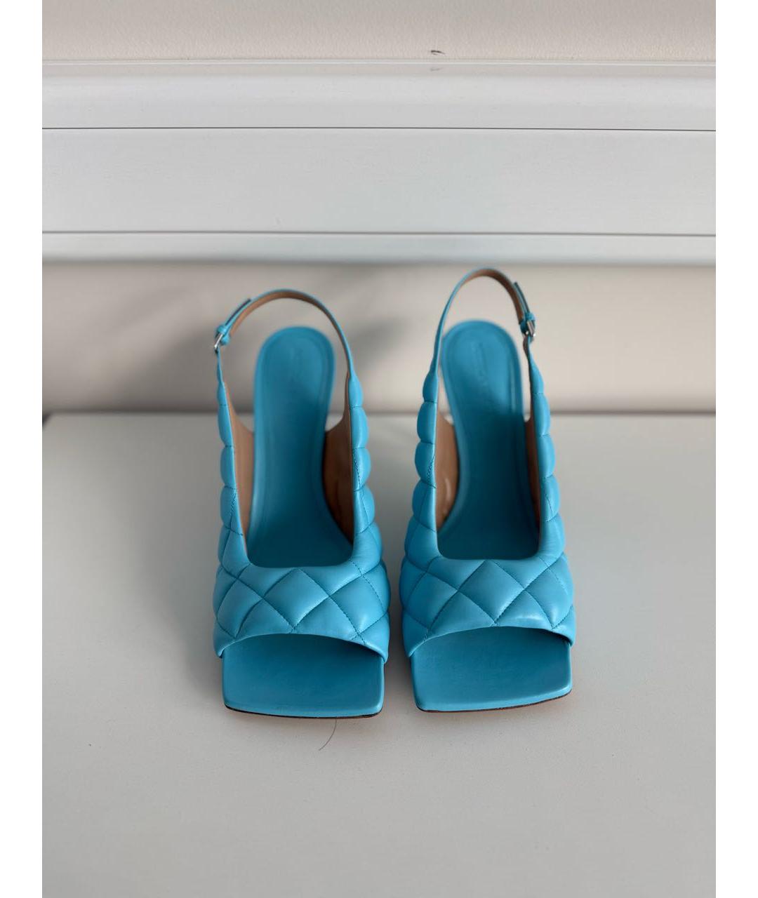 BOTTEGA VENETA Голубые кожаные босоножки, фото 6