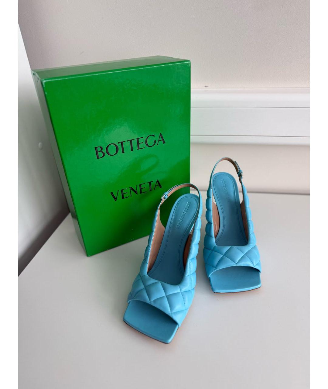 BOTTEGA VENETA Голубые кожаные босоножки, фото 2