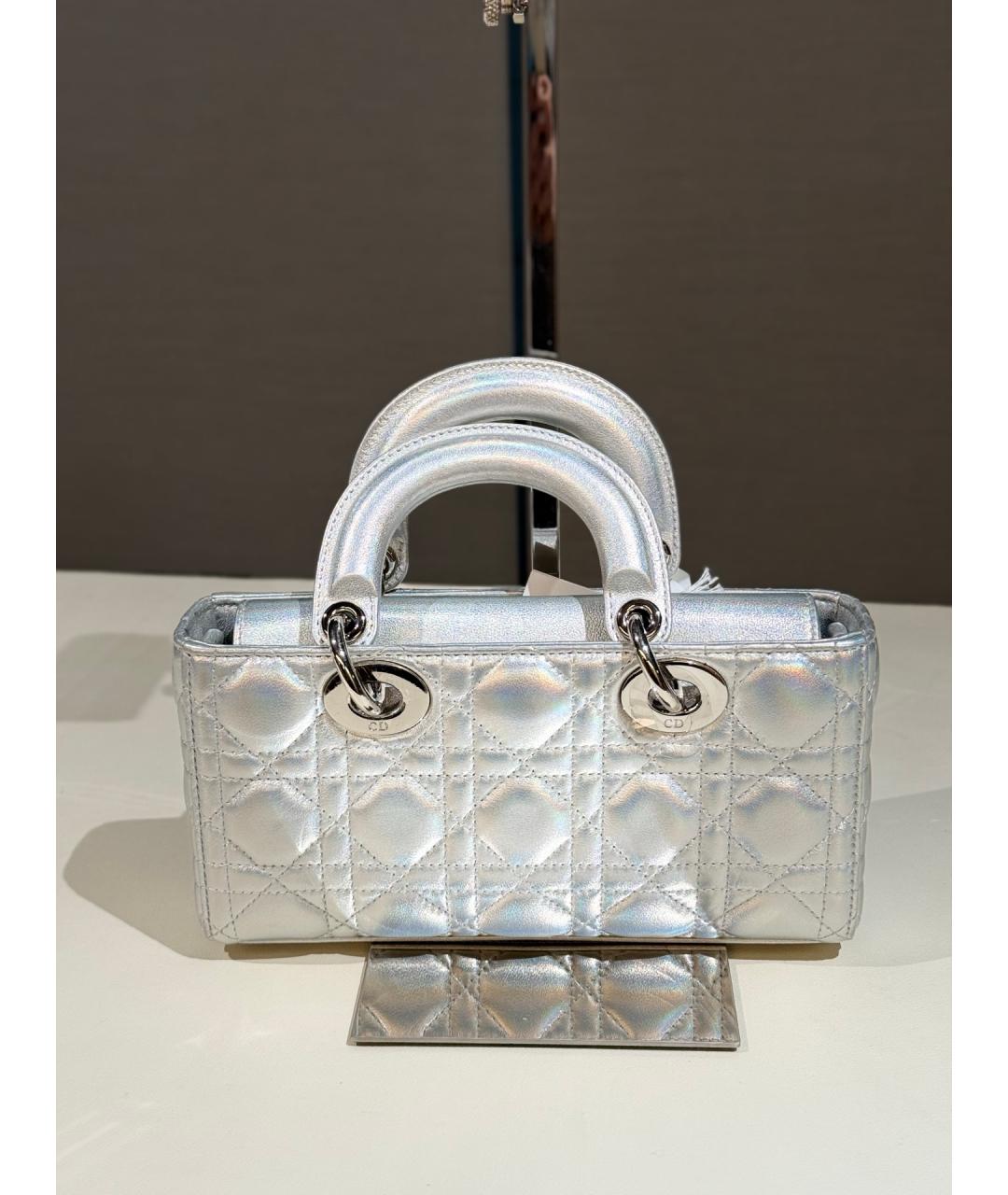 CHRISTIAN DIOR Серебряная кожаная сумка тоут, фото 6