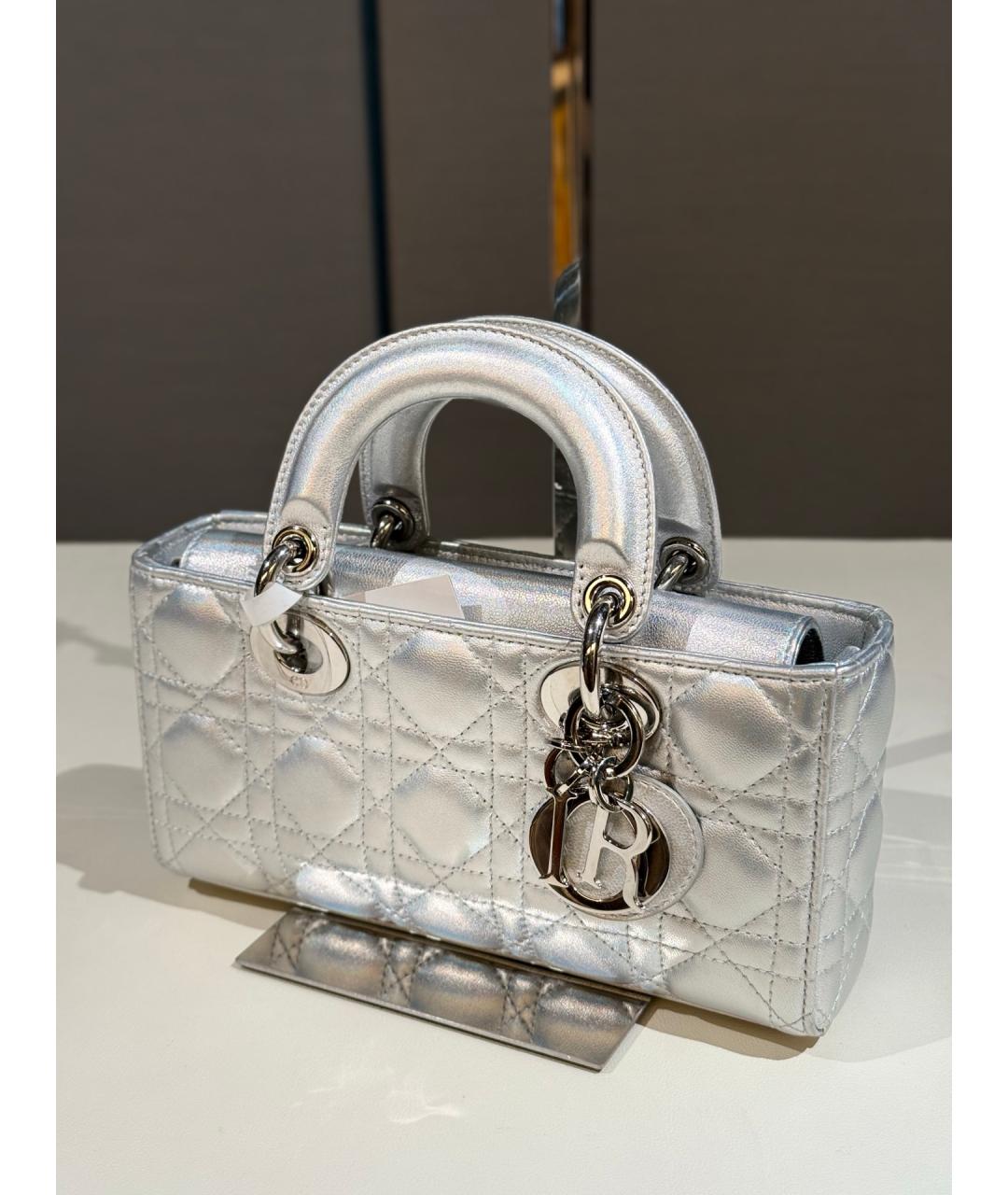 CHRISTIAN DIOR Серебряная кожаная сумка тоут, фото 4