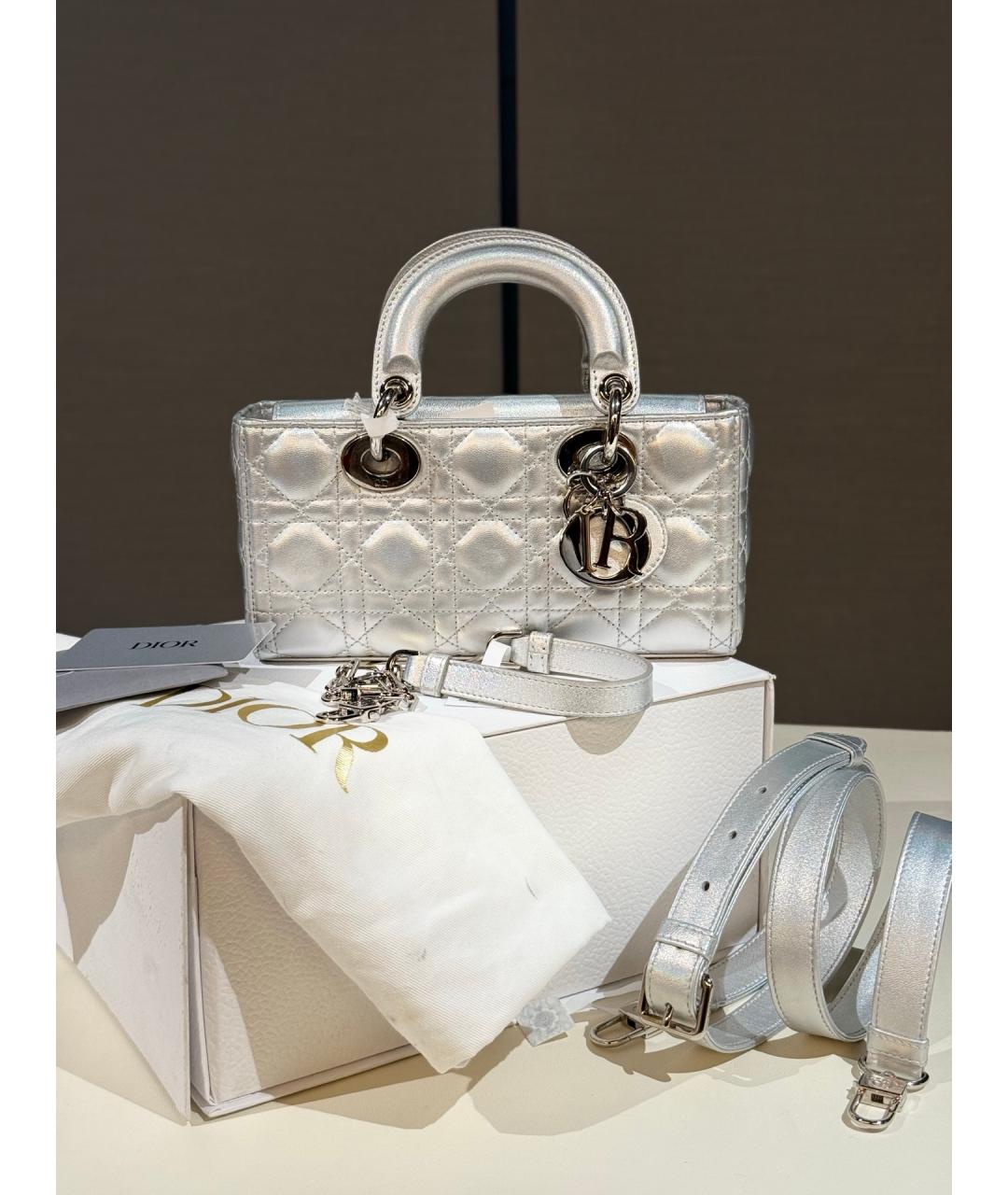 CHRISTIAN DIOR Серебряная кожаная сумка тоут, фото 10