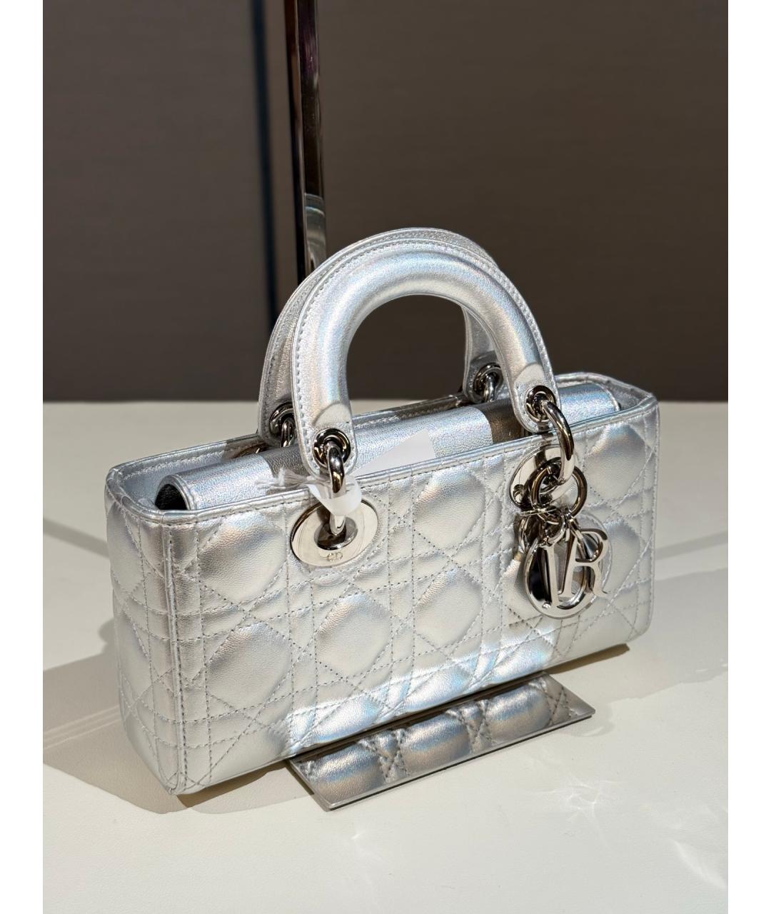 CHRISTIAN DIOR Серебряная кожаная сумка тоут, фото 5