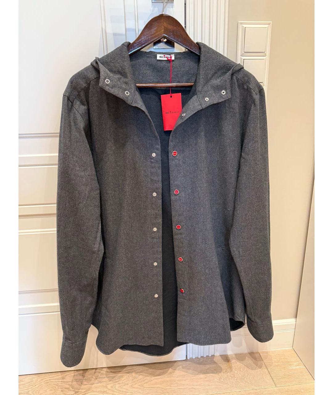 KITON Антрацитовая хлопковая кэжуал рубашка, фото 7