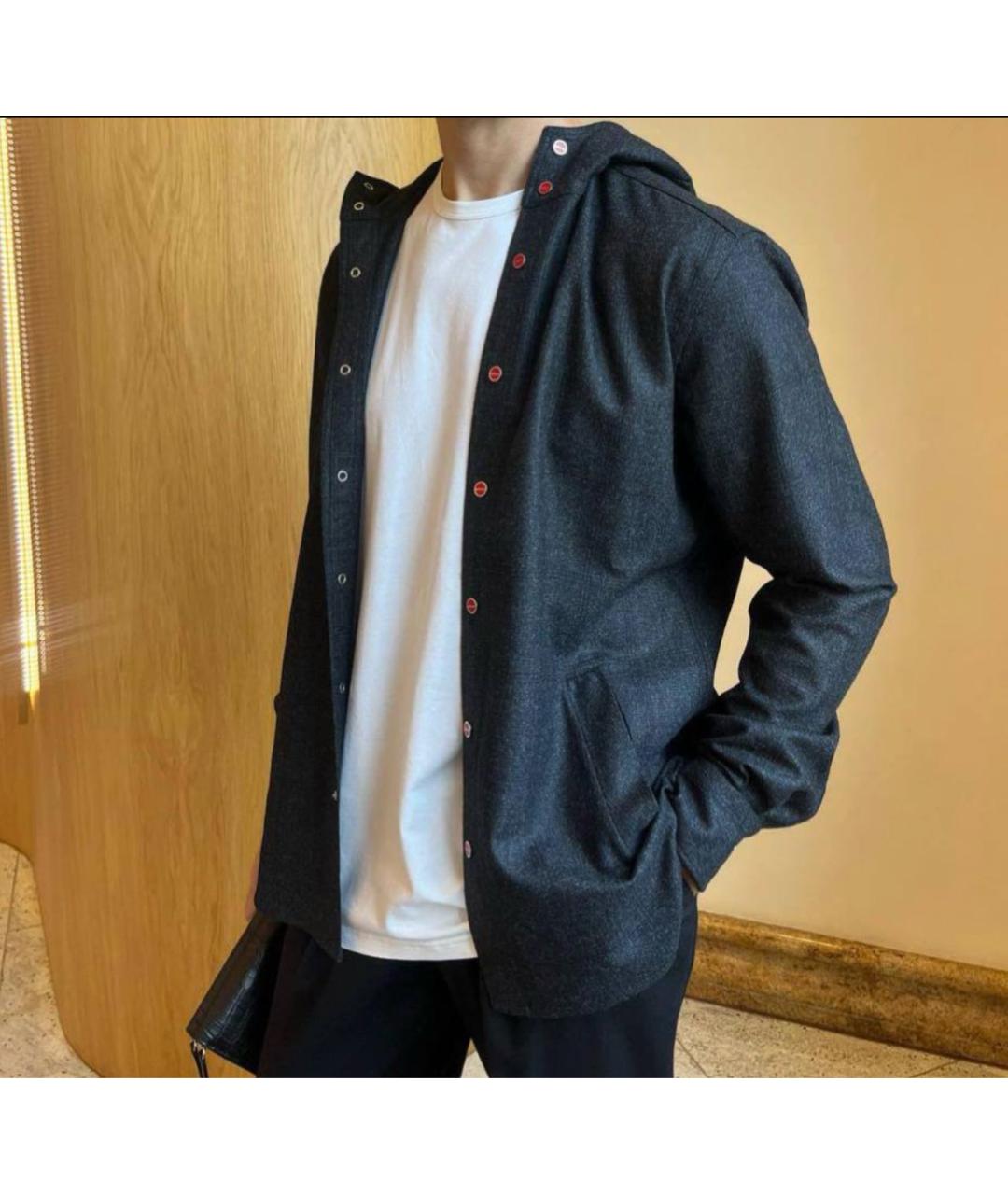 KITON Антрацитовая хлопковая кэжуал рубашка, фото 2