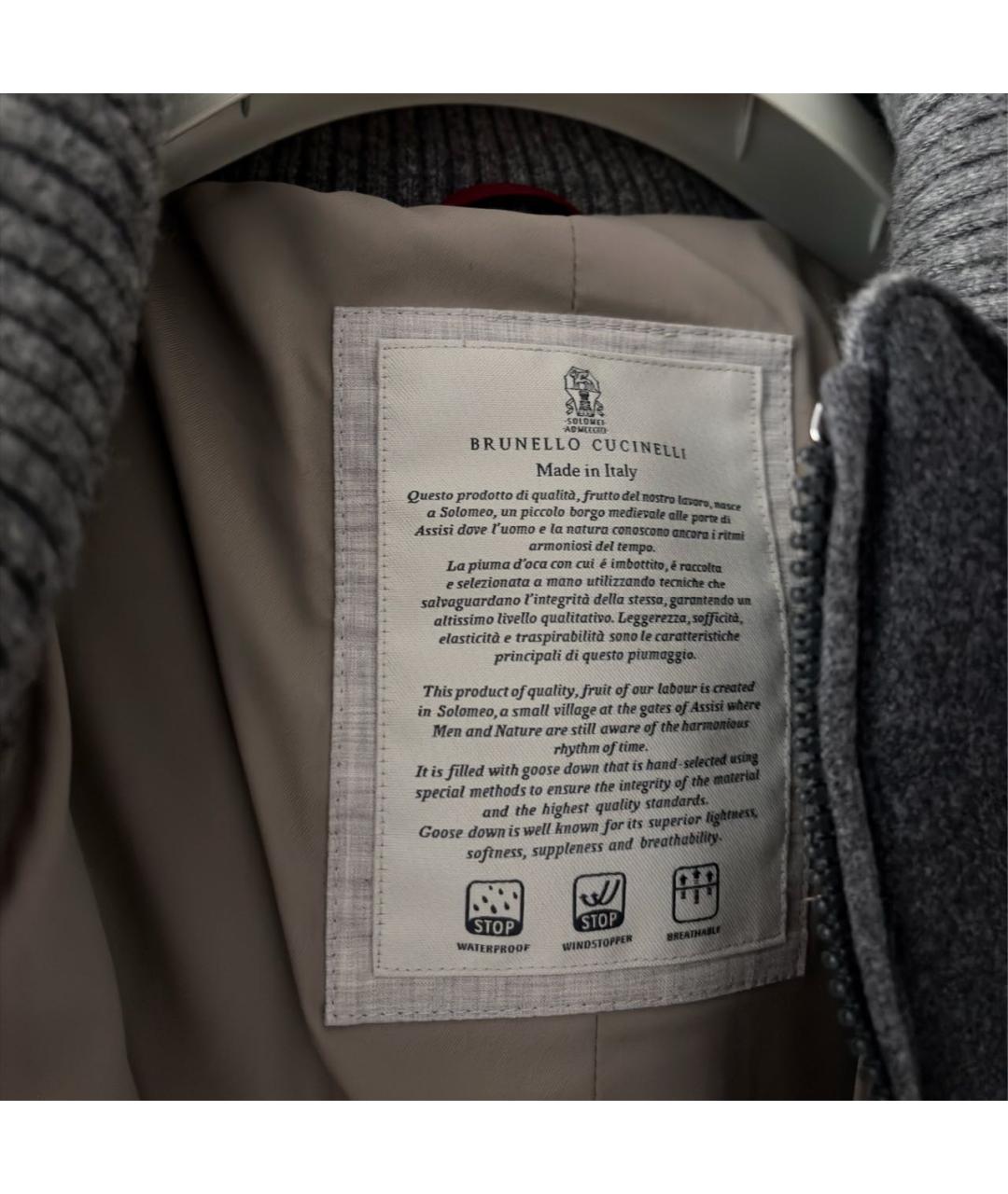 BRUNELLO CUCINELLI Антрацитовая кашемировая парка, фото 5