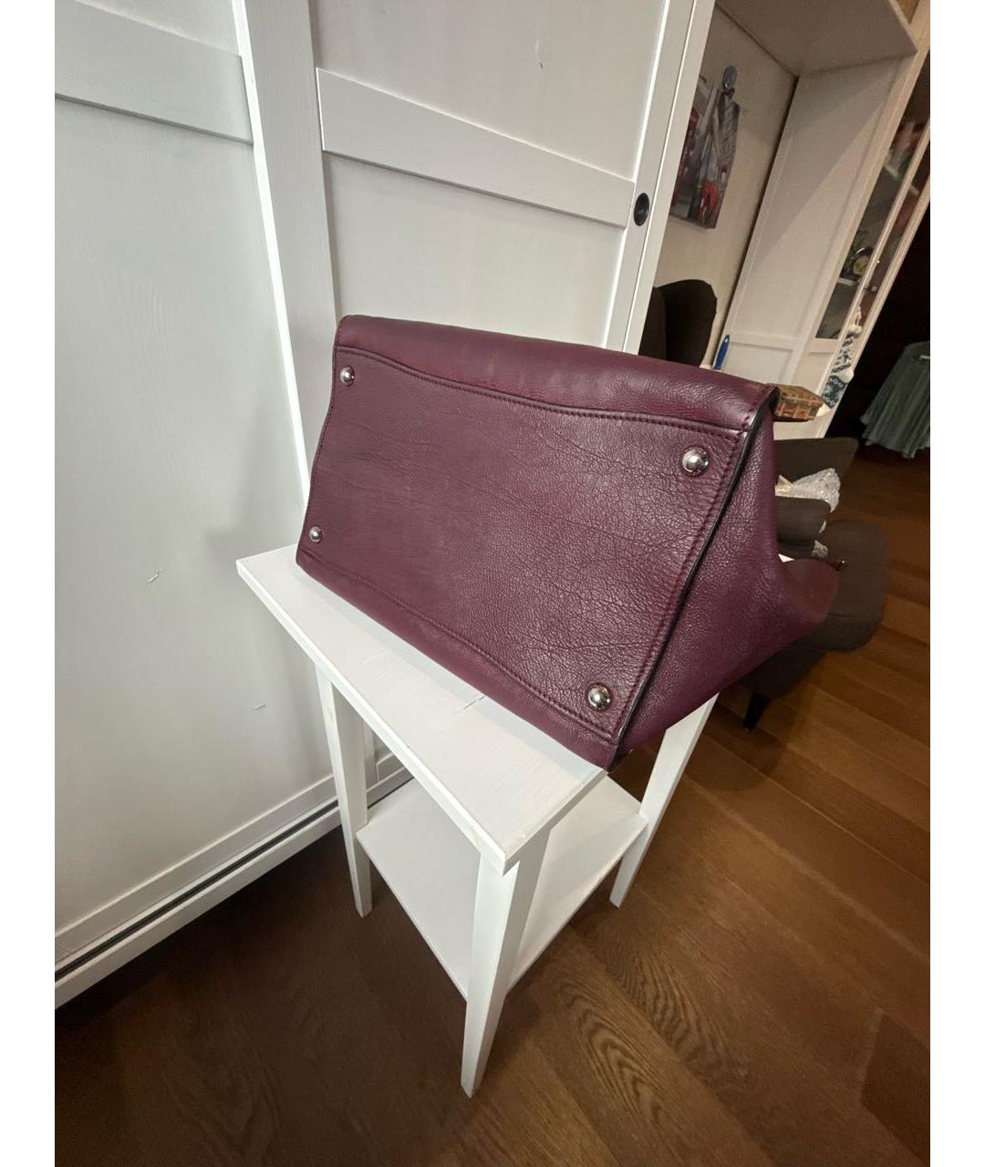 PRADA Бордовая кожаная сумка тоут, фото 6