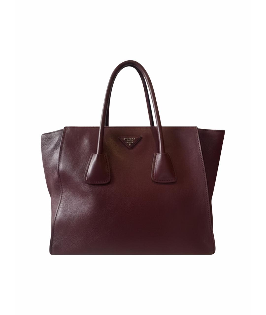 PRADA Бордовая кожаная сумка тоут, фото 1