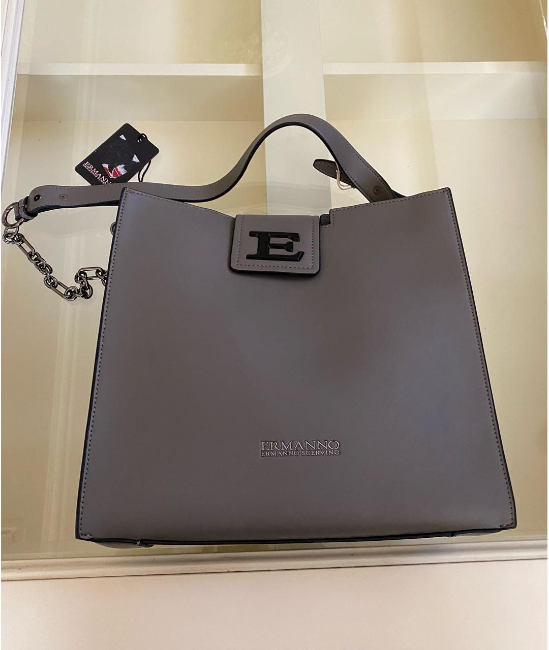 ERMANNO SCERVINO Антрацитовая сумка тоут из искусственной кожи, фото 4