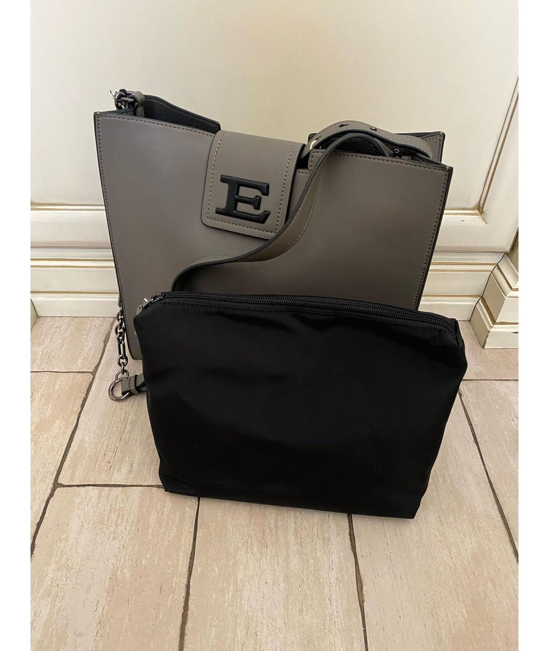 ERMANNO SCERVINO Антрацитовая сумка тоут из искусственной кожи, фото 5