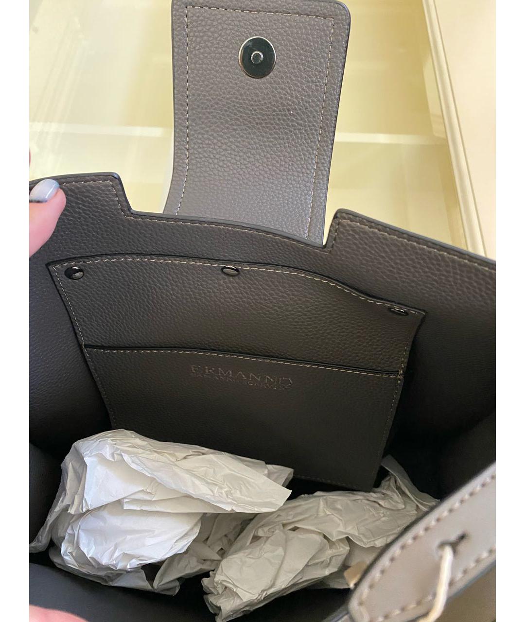 ERMANNO SCERVINO Антрацитовая сумка тоут из искусственной кожи, фото 6