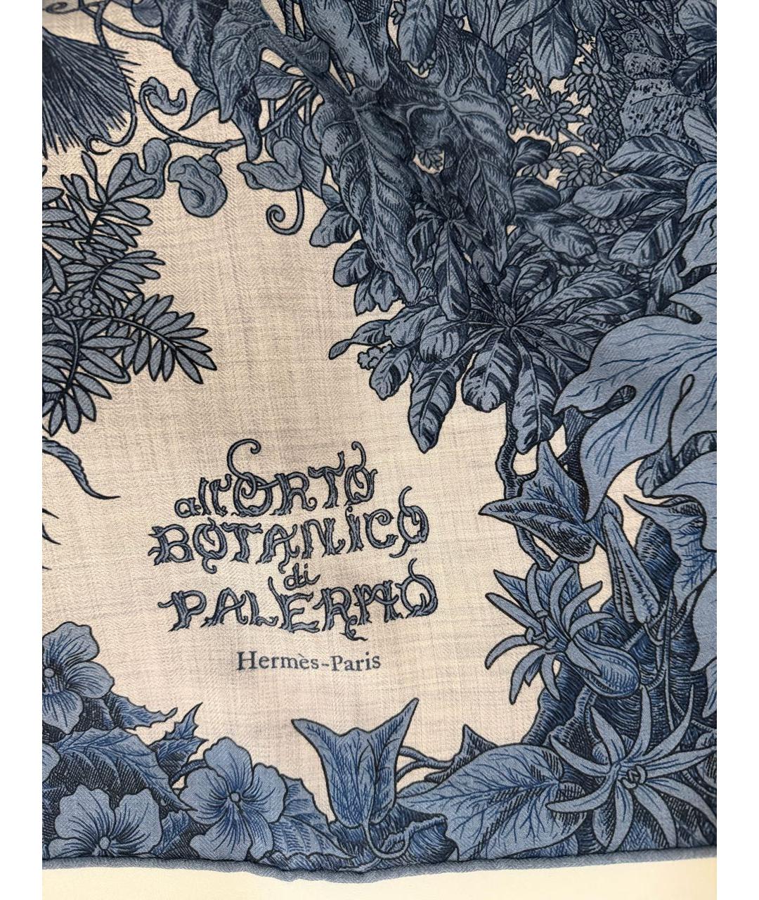 HERMES Голубой кашемировый платок, фото 5
