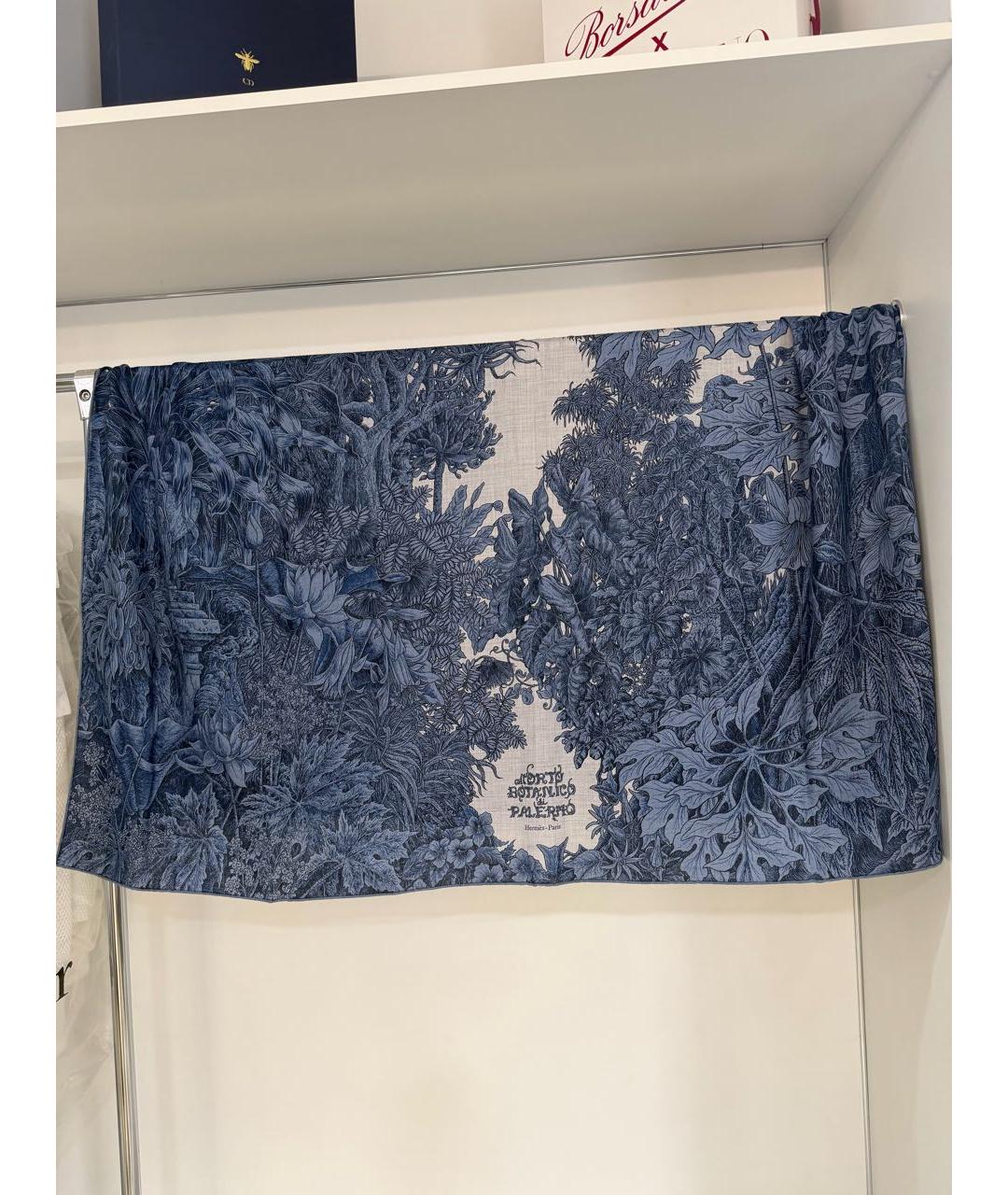 HERMES Голубой кашемировый платок, фото 7