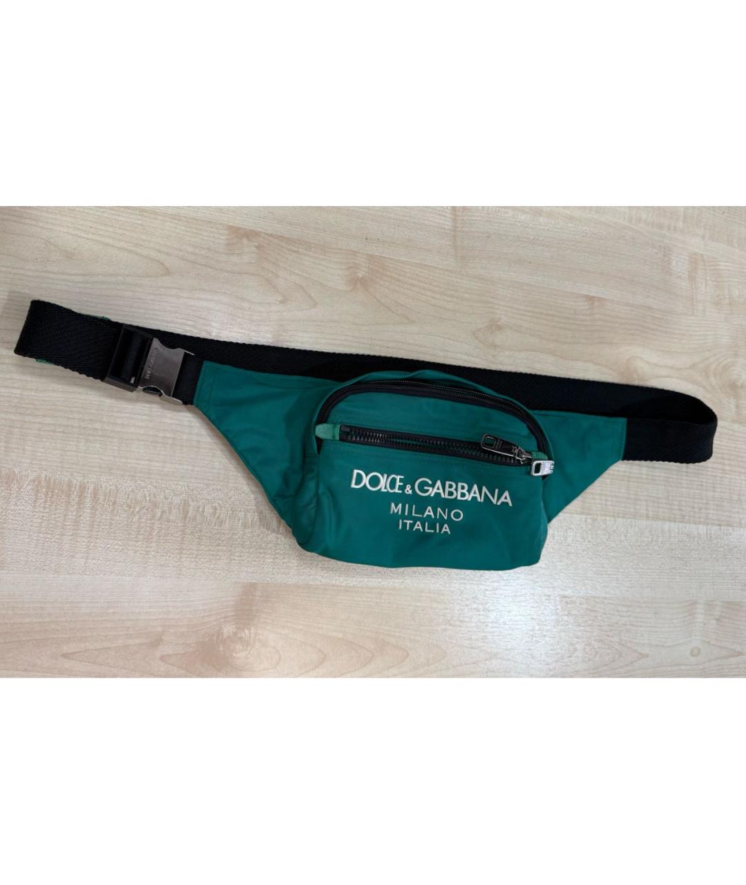 DOLCE&GABBANA Зеленая тканевая поясная сумка, фото 4