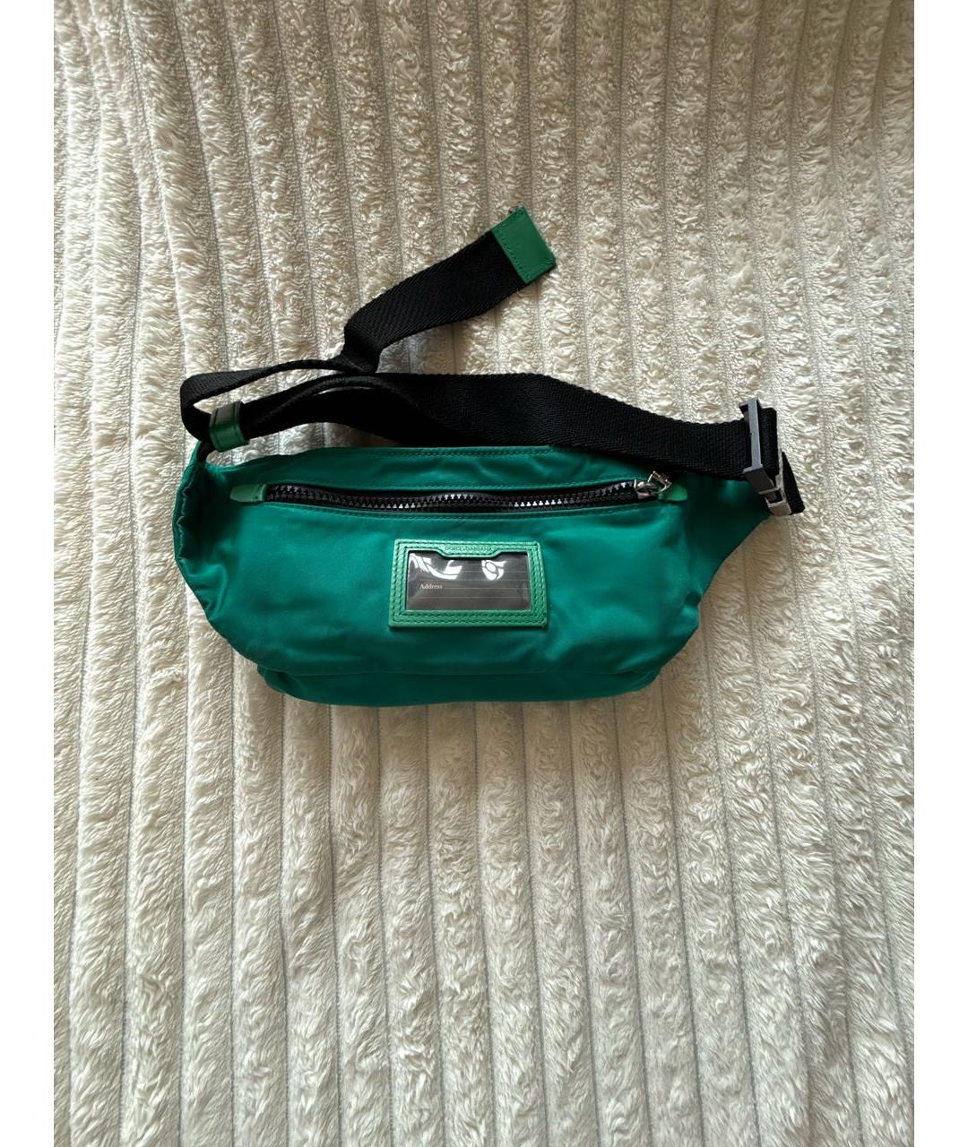 DOLCE&GABBANA Зеленая тканевая поясная сумка, фото 3