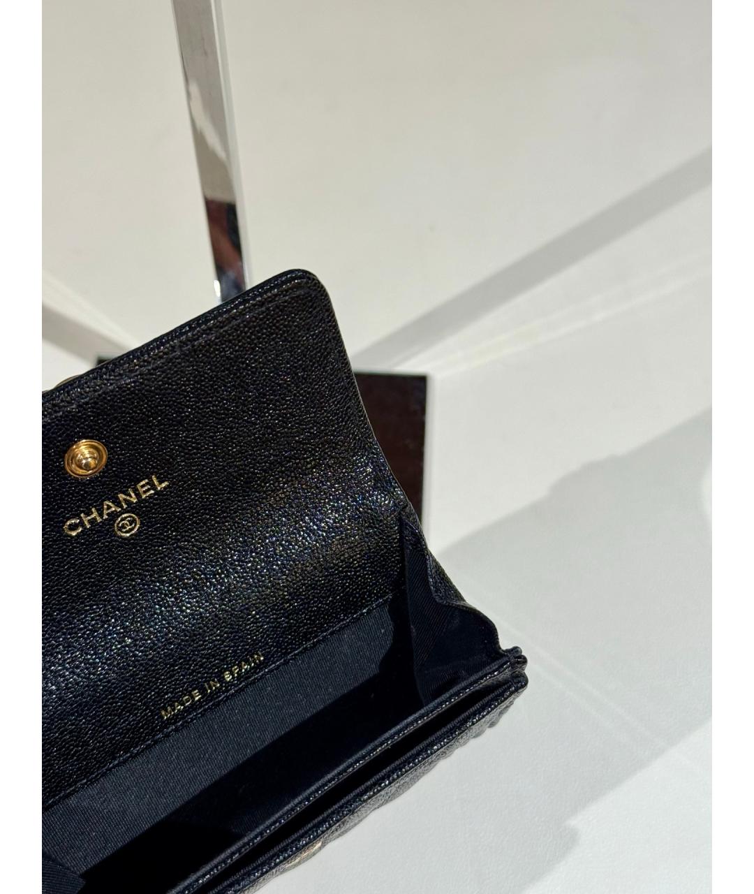 CHANEL Черный кожаный кошелек, фото 4