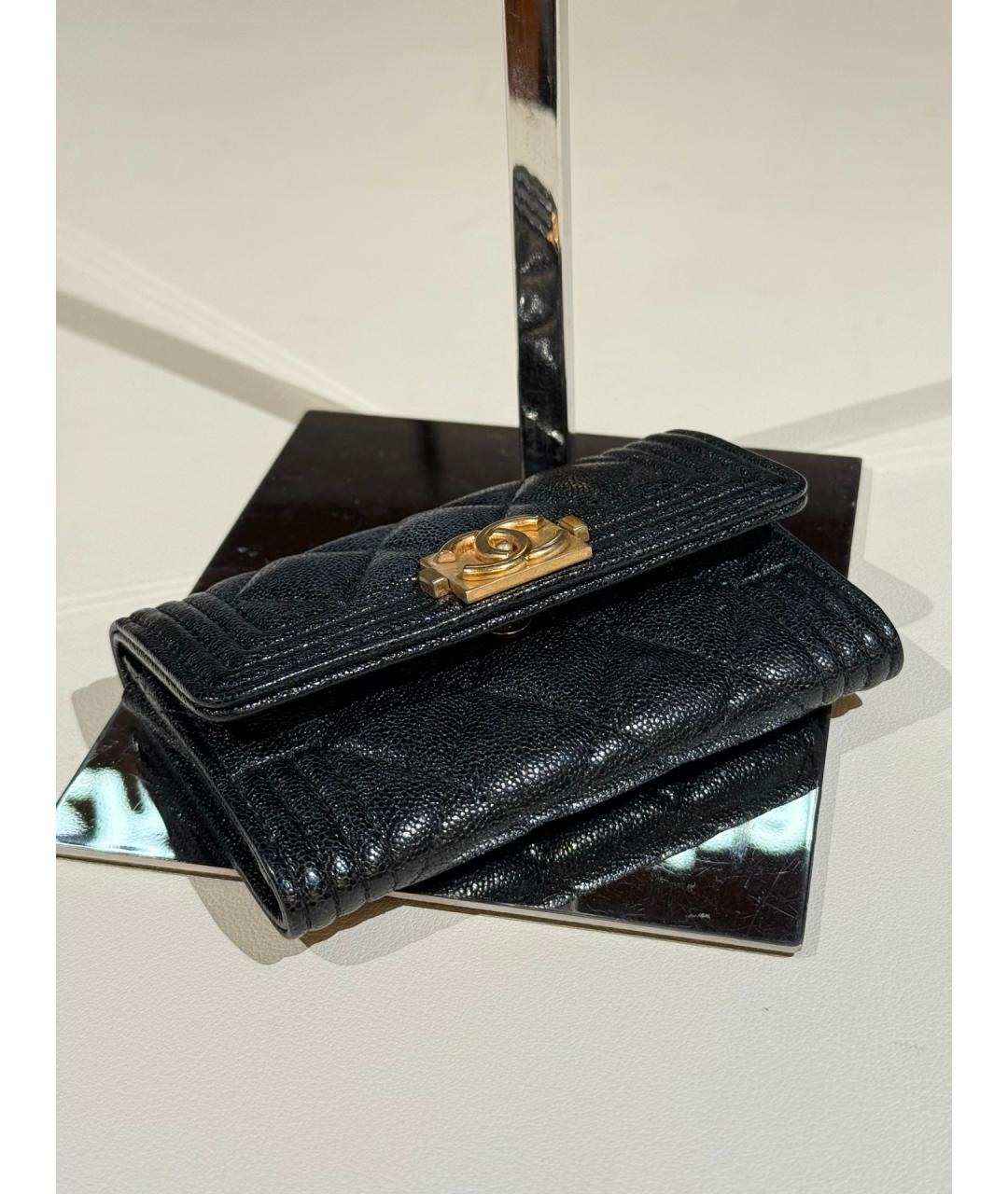 CHANEL Черный кожаный кошелек, фото 3