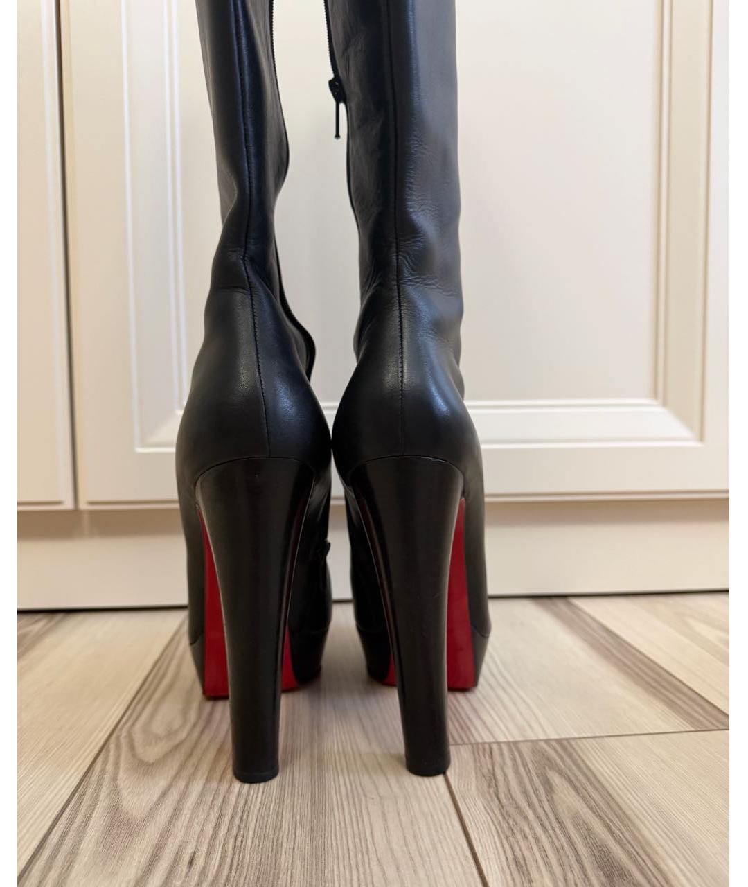 CHRISTIAN LOUBOUTIN Черные кожаные сапоги, фото 4