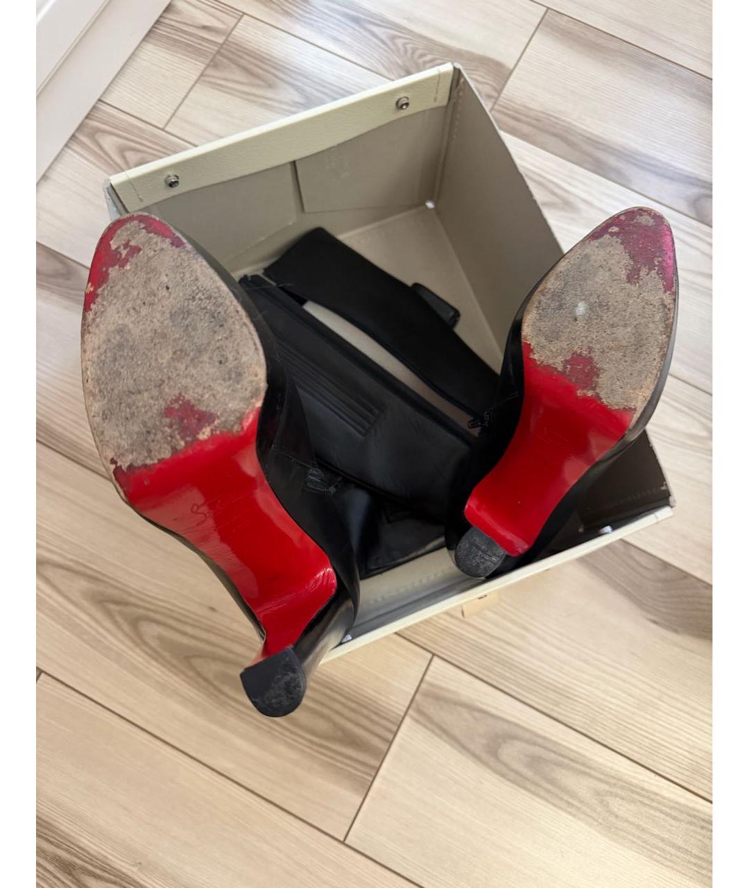 CHRISTIAN LOUBOUTIN Черные кожаные сапоги, фото 7